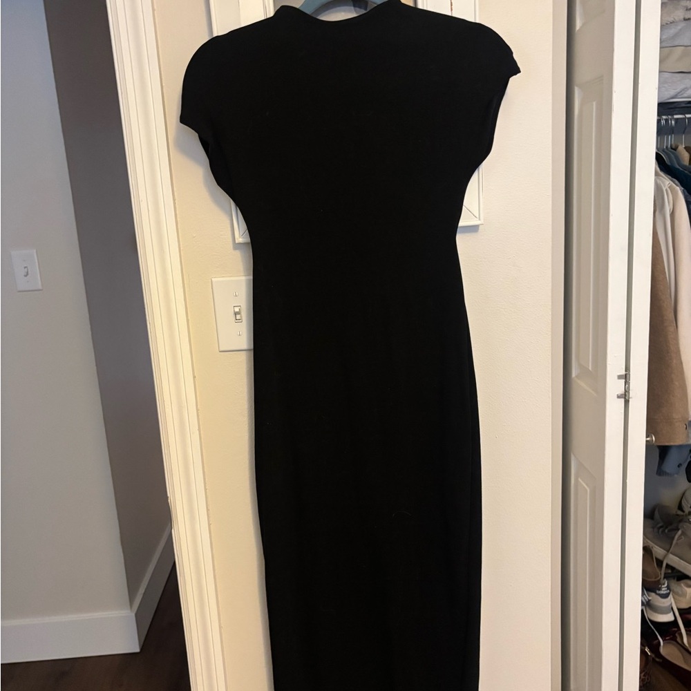 Zara Black Short Sleeve Bodycon Midi Dress - Picture 3 of 4